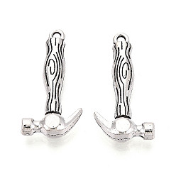 Античное Серебро Сплавочные подвески тибетского стиля, амулеты с молотком, античное серебро, 31x15x5 мм, отверстие : 1.8 мм