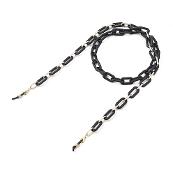 Black Eyeglasses Chains, Neck Strap for Eyeglasses, with Spray Painted CCB Plastic & Aluminum Cable Chains, 304 Stainless Steel Lobster Claw Clasps and Rubber Loop Ends, Black, 31.1~31.4 inch(79~80cm)