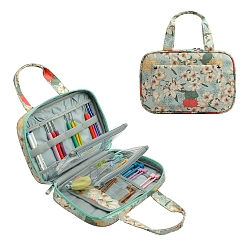 Бледно-бирюзовый Чехлы для спиц с ручкой из ткани Оксфорд, дорожный органайзер, сумка для хранения спиц, тунисские крючки и аксессуары для вязания крючком, бледные бирюзовая, 19x28x5 см