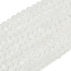 Белый Ручной Millefiori стеклянные плоские круглые нити бисера, один цветочный дизайн, белые, 6x2.5 мм, отверстие : 1 мм, около 64~68 шт / нитка, 14.5~15 дюйм