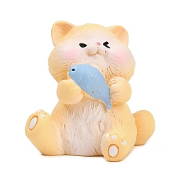 Желтый Украшение в форме кошки из смолы, украшения для рабочего стола для автомобиля, домашнего офиса, желтые, 23.5x30.5x30.5 мм