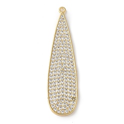 Настоящее золото 18K Латунные микро проложить кубического циркония подвески, слеза, прочное покрытие, без кадмия и без свинца, реальный 18 k позолоченный, 50x13x2 мм, отверстие : 1.7 мм