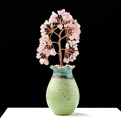 Розовый Кварц Натуральный розовый кварц и керамические украшения для витрин, для домашнего офисного стола, счастливое дерево, 160~170 мм