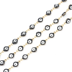 Черный 304 цепи из нержавеющей стали ссылка, с эмалью и катушкой, пайки, чёрные, Коннекторы : 11x6x3 мм, 32.8 футов (10 м) / рулон