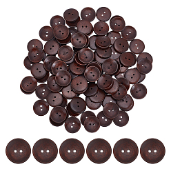 Кокосово-Коричневый 100шт деревянные пуговицы, 2-луночное, плоско-круглые, кокосового коричневый, 24.5x4.5 мм, отверстие : 2.2 мм