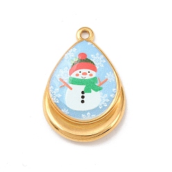 Снеговик Печатные 304 подвески из нержавеющей стали, рождественские прелести, снеговик, 28x19x3 мм, отверстие : 1.8 мм