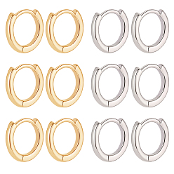 Платиновый & Золотой 10 пары 2 цветные латунные серьги-кольца, кольцо, платиной и золотом, 12 калибр (2 мм), 13.5x13x2 мм, штифты : 1 мм, 5 пары / цвет