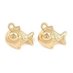 Golden Alloy Charms, Fish Charms, Rack Plating, Cadmium Free & Lead Free, Golden, 13.5x14x9.5mm, Hole: 1.4mm