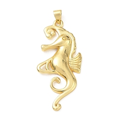 Sea Horse Латунные подвески, стойки покрытие, долговечный, без кадмия и без свинца, реальный 18 k позолоченный, морской конек, 42x19x3.5 мм, отверстие : 5 мм
