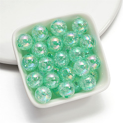 Pale Green Baking Paint Crackle Glass Beads, Round, Pale Green, 16mm, Hole: 2mm, 10pcs/bag