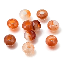 Red Agate Натуральный красный агат Европейский бисером, бусины с большим отверстием, граненые, рондель, 13x7.5 мм, отверстие : 6 мм