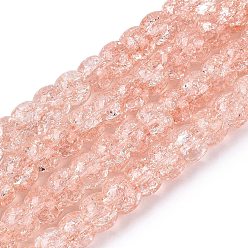 Легкий Лосось Хрустящие прозрачные стеклянные бусины нити, баррель, светлый померанцевый, 8~8.5x5.5~6.5 мм, отверстие : 1.2~1.4 мм, около 61~64 шт / нитка, 14.96~15.75 дюйм (38~40 см)