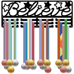 Слово Железная вешалка для медалей, 3-линия, с винтами, чёрные, слово, 150x400 мм, отверстие : 5 мм