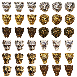 Mixed Color Tibetan Style Alloy Beads, Mixed Shapes, Mixed Color, 7.4x7.2x1.7cm, 36pcs/box