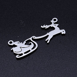 Stainless Steel Color 201 Stainless Steel Pendants, Christmas Reindeer and Santa Claus, Stainless Steel Color, 11x27.5x1mm, Hole: 1.2mm