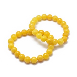 Yellow Jade Natural Yellow Jade Bead Stretch Bracelets, Round, Dyed, 2 inch~2-3/8 inch(5~6cm), Bead: 5.8~6.8mm