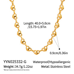 Золотой 304 Женские ожерелья из нержавеющей стали в форме сердца в форме свиного носа, золотые, 15.75 дюйм (40 см)