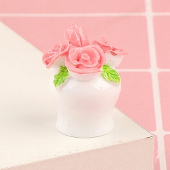 Ярко-Розовый Миниатюрный цветочный горшок из смолы, для украшения спальни кукольного домика, ярко-розовый, 26x20 мм