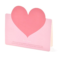 Pink Herz grußkarten, Valentinstag Liebeskarten, zur Jubiläumshochzeitsfeier, Rechteck, rosa, 96x135x0.3 mm, 50 Stück / Beutel