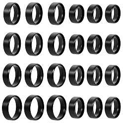 Черный 24 шт. 8 стили перстней из нержавеющей стали для женщин, чёрные, 8 мм, внутренний диаметр: 16~23.1 мм, 3 шт / стиль