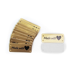 Золотистый Этикетки из искусственной кожи ко Дню святого Валентина, бирка с тиснением ручной работы, с отверстиями, для джинсов своими руками, , обуви, аксессуары для шляп, прямоугольник со словом Сделано с любовью, золотые, 50x20 мм