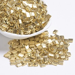 (TL191) 24kt Gold Plated Миюки тила бусины, японский бисер, 2-луночное, (золото 191) 24 тыс. т, 5x5x1.9 мм, Отверстие: 0.8 мм, о 118 шт / бутылка, 10 г / бутылка
