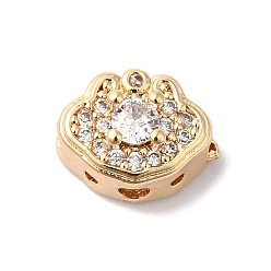 Настоящее золото 18K Латунные микропаве из прозрачного кубического циркония, без кадмия, без никеля и без свинца, Замок долговечности, реальный 18 k позолоченный, 8x10x6 мм, отверстие : 1.6 мм