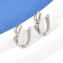 Античное Серебро Цветок розы 316 клипса из нержавеющей стали на кольцах для носа, античное серебро, 12x4.5x8.5 мм