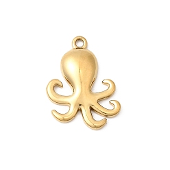 Осьминог Подвески из нержавеющей стали 304, реальный 18 k позолоченный, ионное покрытие (ip), долговечный, очарование осьминога, 14.5x11x2 мм, отверстие : 1 мм