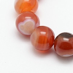 Natural Agate Natural Striped Agate/Banded Agate Stretchy Bracelets, Inner Diameter: 2-1/8 inch(5.3cm), Beads: 10mm