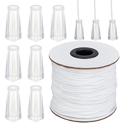 Белый 1 сверните нейлоновую нить, с 10шт. пластиковыми жалюзи для часов, белые, 2 мм, 50 м / рулон