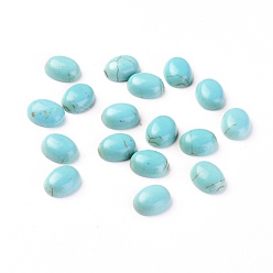 Aquamarine Synthetic Turquoise Cabochons, Dyed, Oval, Aquamarine, 10x8x4mm