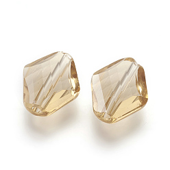 Светло-коричневый Имитация Австрийские кристаллические шарики, класс AAA, граненые, ромб, загар, 14~14.5x12x5~7 мм, отверстие : 0.9~1 мм