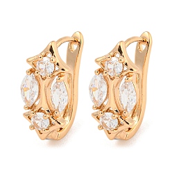 Light Gold Boucles d'oreilles créoles en laiton zircon cubique micro pavé, ovale, or et de lumière, 17x8mm