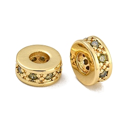 Темно-Золотистый Стойки обшивки латунь микро проложить кубического циркония бусы, без свинца и без кадмия, долговечный, реальный 18 k позолоченный, круглые, темные золотарник, 7.5x3 мм, отверстие : 3.5 мм