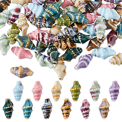 Color mezclado 60 piezas 12 colores cuentas de porcelana hechas a mano, la forma de la concha, color mezclado, 20x10.5x10 mm, agujero: 1.8 mm, 5 piezas / color