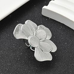 Нержавеющая Сталь Цвет 304 открытые кольца-манжеты из нержавеющей стали для женщин, форма камелии, цвет нержавеющей стали, Цветок: 32x43 мм