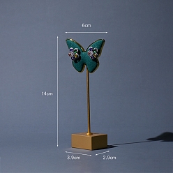 Teal Velvet with Metal Earring Display Stand, Butterfly, Teal, 14x6cm