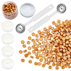 (932FM) Темно-синий аква-матовый с подкладкой Наборы частиц сургуча для печати в стиле ретро, с ложкой из нержавеющей стали, свеча, пластиковые пустые контейнеры, темно-золотистые, 307 шт / комплект