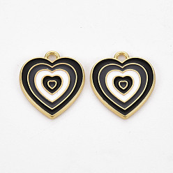 Белый Подвески из легкого сплава золота с эмалью, без кадмия и без свинца, сердце, белые, 21.5x18.5x1.5 мм, отверстие : 2 мм