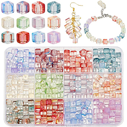 (52) Непрозрачная лаванда 420шт 12 цвет прозрачный краска для выпечки стеклянные бусины, кубические, разноцветные, 6.5~7x6.5~7x6~7 мм, отверстие : 1~1.5 мм, 35 шт / цвет