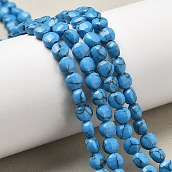 Синтетическая Бирюза Синтетических нитей бирюзовые бусы, граненый квадратный разрез, плоско-круглые, 6~7.5x4 мм, отверстие : 1 мм, около 64~66 шт / нитка, 15.16~15.63 дюйм (38.5~39.7 см)