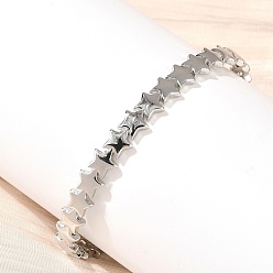 Платина Браслеты-манжеты из латуни в форме звезды для женщин, платина, внутренний диаметр: 2.01x 2.48 дюйм (5.1x6.3 см)