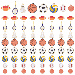 Mixed Shapes 64 шт. 8 стили спортивные товары тематические сплавы эмалевые подвески, разнообразные, 20~38x16~26x1~2 мм, отверстие : 1.4~2 мм, 8 шт / стиль