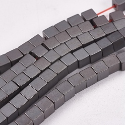 (405) Непрозрачный AB вишня Гальванизировать немагнитных синтетический гематит бисер пряди, матовые, кубические, класс А, с черным покрытием, 3x3x3 мм, отверстие : 1 мм, около 127 шт / нитка, 16 дюйм