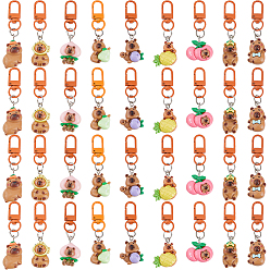 Mixed Shapes 36 pièces 9 styles de décorations en résine avec pendentifs en fer, pour porte-clés, sac à main, ornement de sac à dos, formes mixtes, 65~70mm, 4 pcs / style
