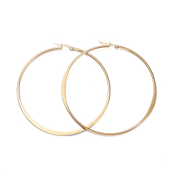 Золотой Серьги из 201 нержавеющей стали, с 304 штифтов из нержавеющей стали, плоская форма кольца, золотые, 74.5x1~2 мм, штифты : 1x0.7 мм