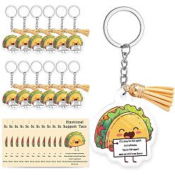 Food Сделай сам наборы для ключей, включая акриловые подвески, брелок кольца, подвесные украшения с кисточками и картонные карточки для демонстрации украшений, питание, 84x47 мм, 12 шт / комплект