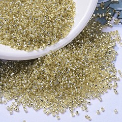 (DB1212) Светлая Соломка с Серебряной Подкладкой Бусины miyuki delica, цилиндр, японский бисер, 11/0, (дБ 1212) серебристая легкая солома, 1.3x1.6 мм, Отверстие: 0.8 мм, о 2000 шт / бутылка, 10 г / бутылка