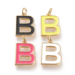 Letter B Латунь эмаль подвески, с целью перехода в кольце, долговечный, реальный 18 k позолоченный, letter.b, разноцветные, letter.b, б: 17x12.5x1.8 мм, прыжковые кольца: внутренний диаметр: 3 мм